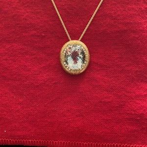 My Michelle 18k green amethyst and diamond pendant with chain